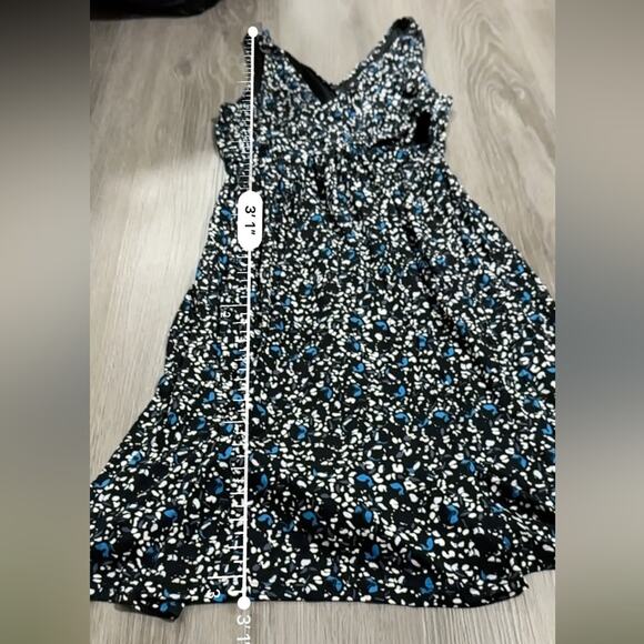 LOFT Outlet Black, White & Blue Geometric Print Sleeveless Faux Wrap Dress Sz XS - Picture 8 of 8